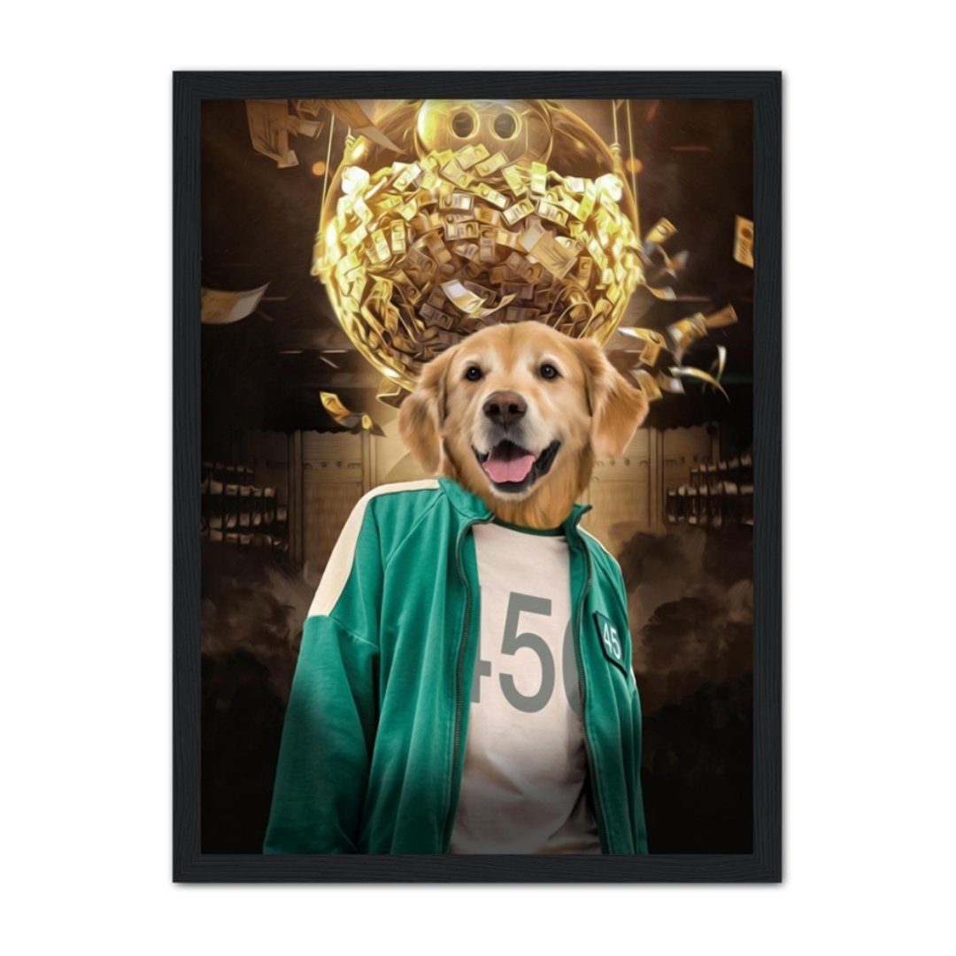 Player 456 (Squid Games Inspired): Custom Pet Portrait - Paw & Glory, pawandglory, the general portrait, painting of your dog, admiral dog portrait, painting pets, the general portrait, drawing dog portraits, pet portrait
