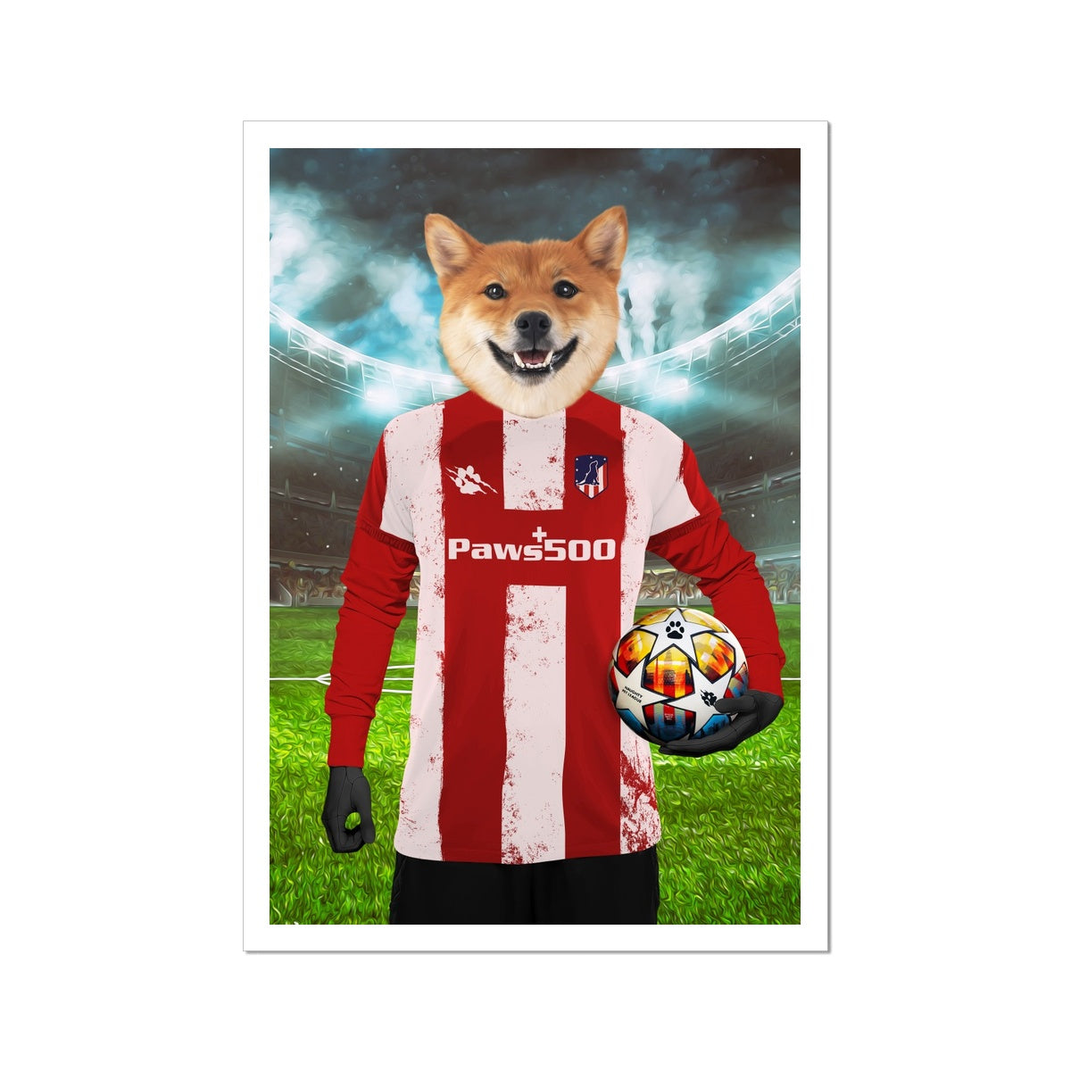 Pawtheletico Madrid Football Club Paw & Glory, paw and glory, best dog artists, aristocrat dog painting, dog drawing from photo, pet portraits leeds, dog portrait background colors, drawing dog portraits, pet portrait
