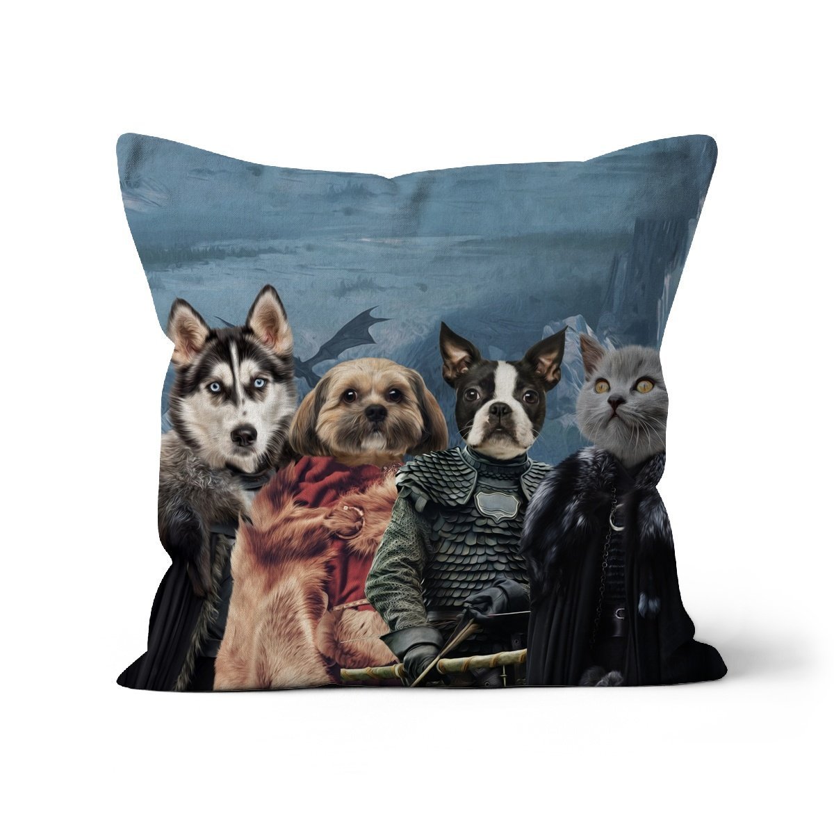 Print Your Digital 4 Pet Portrait On A Cushion - Paw & Glory - #pet portraits# - #dog portraits# - #pet portraits uk#paw & glory, custom pet portrait pillow,pet print pillow, photo pet pillow, pet custom pillow, custom cat pillows, dog pillows personalized
