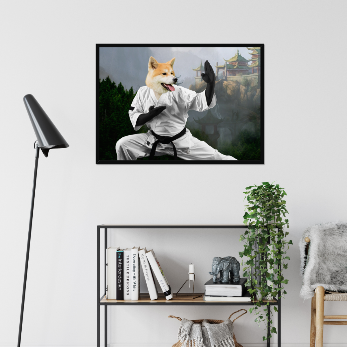 The Karate Master: Custom Pet Portrait - Paw & Glory, paw and glory, custom painting dog, pet paintings in costume, turner & walker, pet portraits from photos prices uk, dog paintings, personalised cat canvas, pet portrait