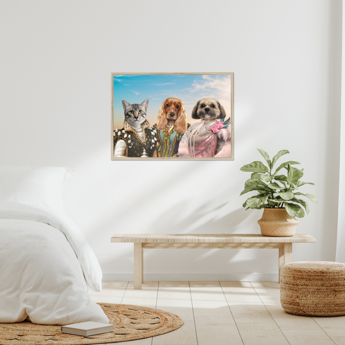 The Girlfriends: Custom 3 Pet Portrait - Paw & Glory, paw and glory, aristocratic dog portraits, personalised dog drawings, pet portraits harry potter, royal painting of your dog, pet portraits artists near me, custom regal pet portraits, pet portrait