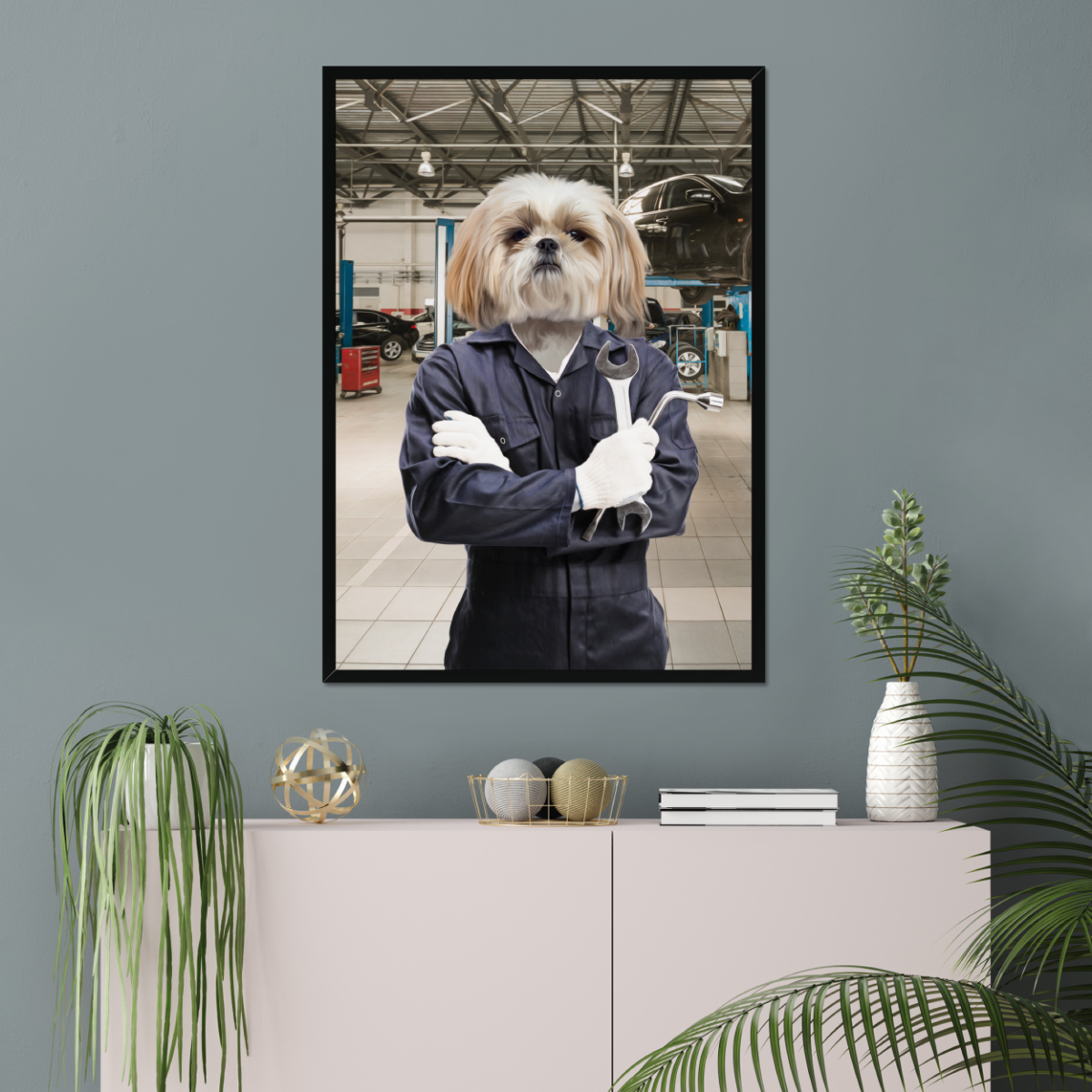 The Mechanic: Custom Pet Portrait - Paw & Glory, paw and glory, dog astronaut photo, dog drawing from photo, draw your pet portrait, dog portraits singapore, cat picture painting, custom dog painting, pet portrait