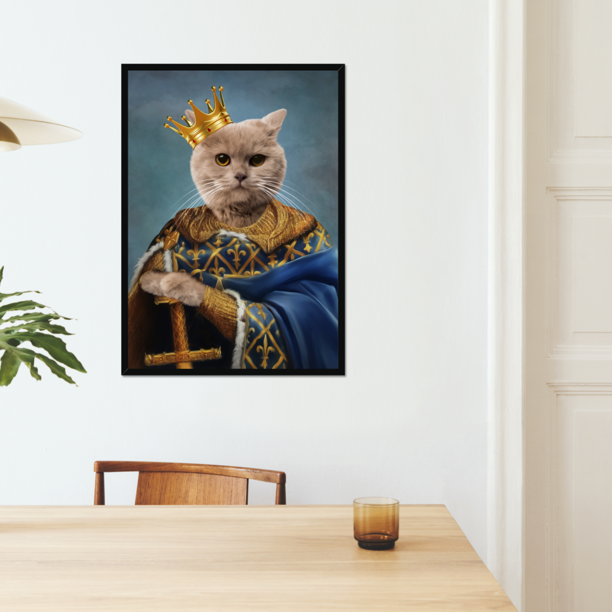 The Golden King: Custom Pet Portrait - Paw & Glory, paw and glory, personal pet portrait, puppy prints, victorian dog portrait, 50th wedding anniversary gifts, dog painting royalty, dog and cat paintings, pet portrait