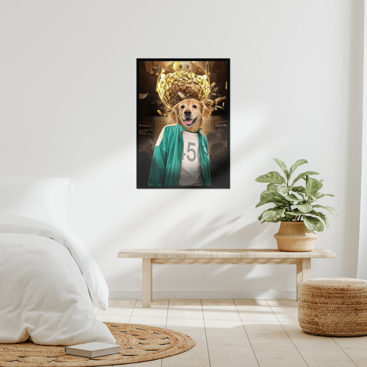 Player 456 (Squid Games Inspired): Custom Pet Portrait - Paw & Glory, pawandglory, the general portrait, painting of your dog, admiral dog portrait, painting pets, the general portrait, drawing dog portraits, pet portrait