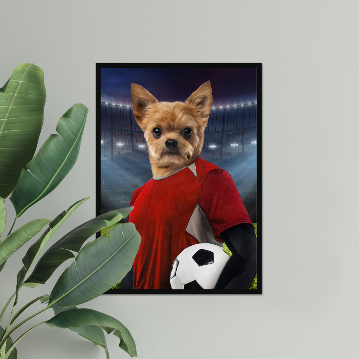 The Football Player: Custom Pet Portrait - Paw & Glory, paw and glory, aristocratic dog portraits, aristocrat dog painting, aristocratic dog portraits, dog portraits colorful, hogwarts dog houses, dog portrait images, pet portraits