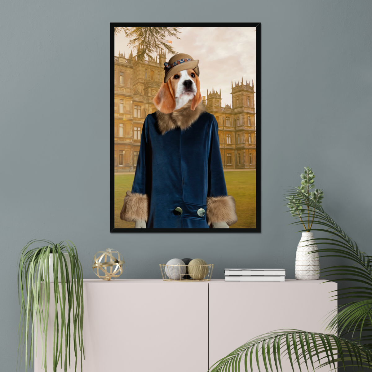 Lady Anne (Downton Abbey Inspired): Custom Pet Portrait - Paw & Glory, paw and glory, paintings of pets from photos, for pet portraits, dog astronaut photo, paw portraits, custom pet painting, pet portrait admiral, pet portraits