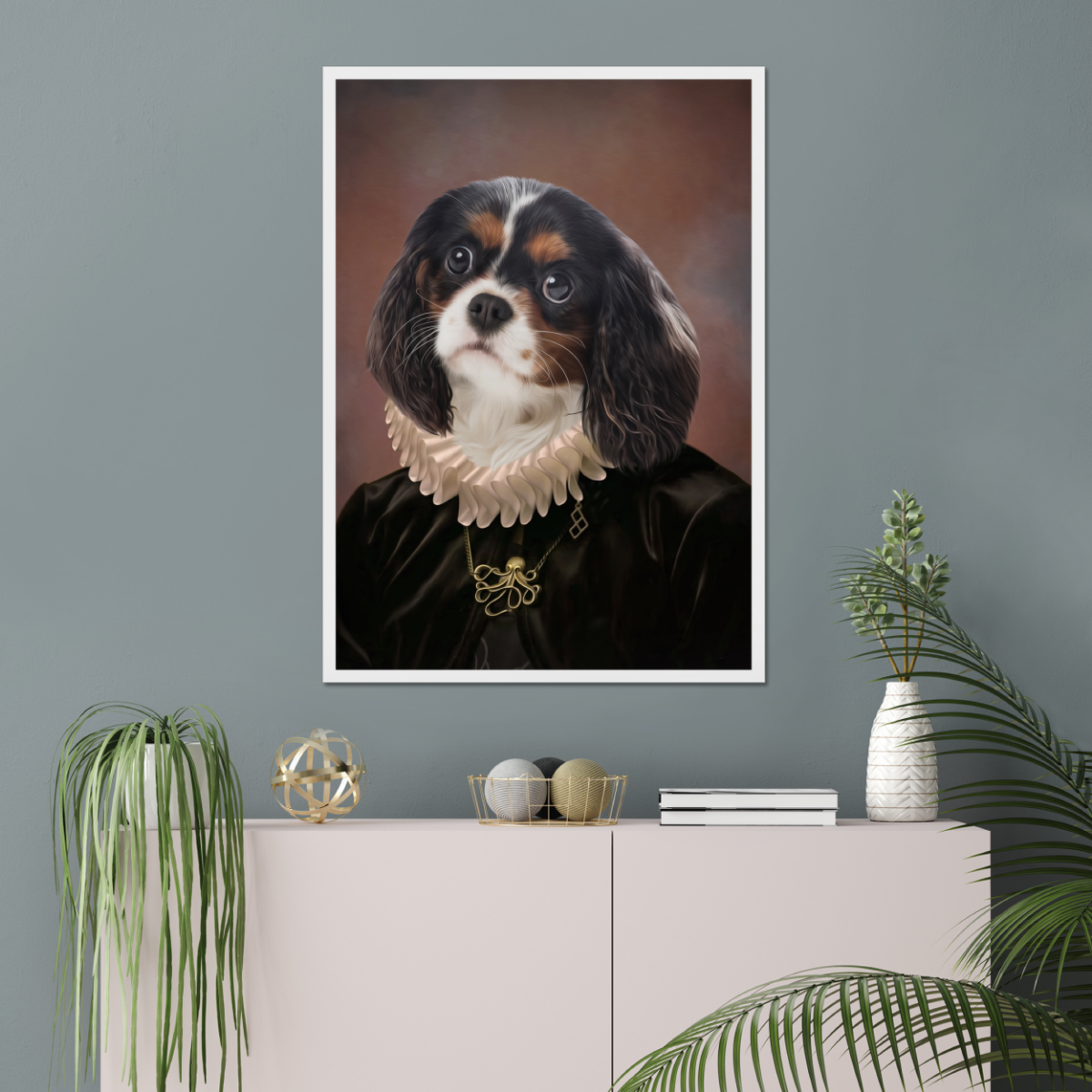 The Viscountess: Custom Framed Pet Portrait  - Paw & Glory, paw and glory, cool dog portraits, dog portrait colonel, professional dog portraits, dog artists paintings, dog king picture, pet art canvas, pet portraits
