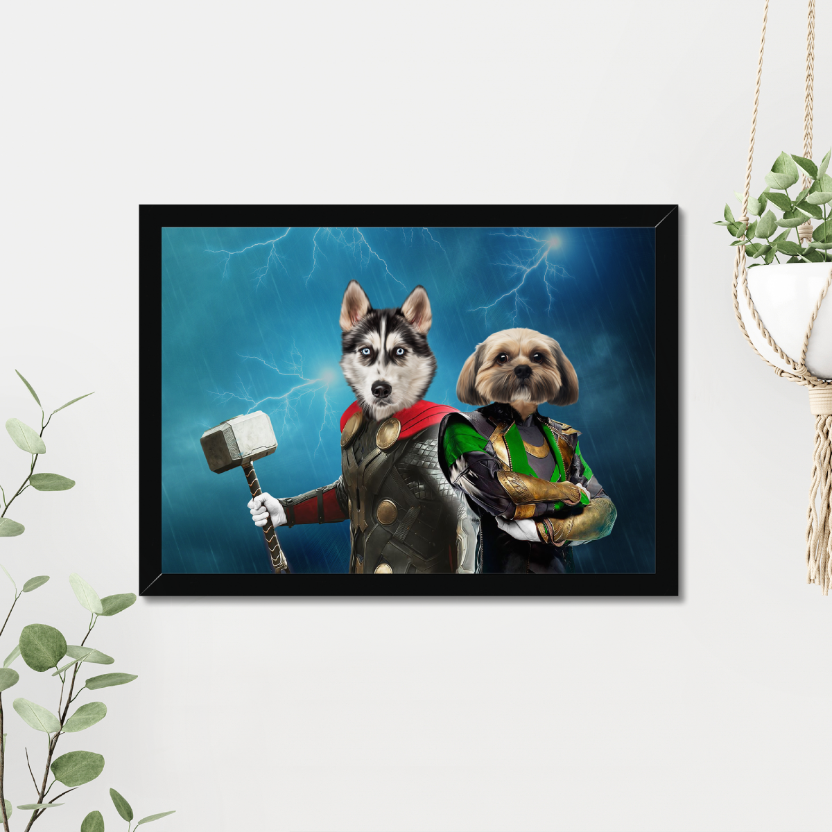 Thor & Loki: Custom Pet Portrait, Paw & Glory, paw and glorypets paintings, pet paintings, custom pet portraits painting dog art paintings, Crownandpaw turn pet photos to art,