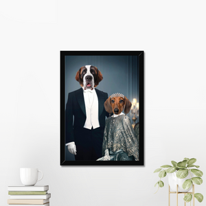Robert & Cora (Downton Abbey Inspired): Custom Pet Portrait , Paw & Glory, paw and glory, portraits pets, portrait of your pet, portrait of your dog, pet photo studio, pet portrait painters, portrait pet, paintings dogs,