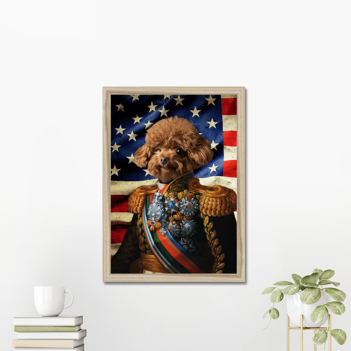 The First Lieutenant USA Flag Edition: Custom Pet Portrait - Paw & Glory, pawandglory, the general portrait, digital pet paintings, dog and couple portrait, pet portrait admiral, dog canvas art, funny dog paintings, pet portrait