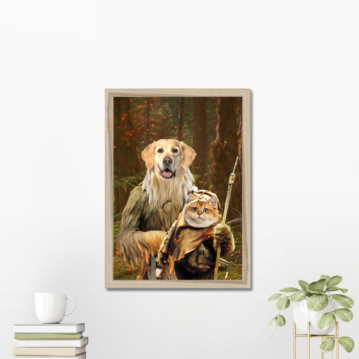 Pawbecca & Ewok (Star Wars Inspired): Custom Pet Portrait - Paw & Glory, paw and glory, in home pet photography, pet photo clothing, professional pet photos, dog canvas art, for pet portraits, admiral pet portrait, pet portraits