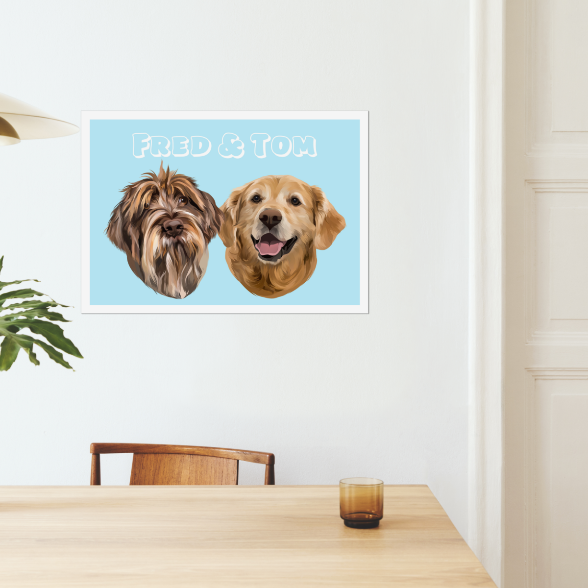 Modern: Custom Two Pet Poster - Paw & Glory - #pet portraits# - #dog portraits# - #pet portraits uk#Paw & Glory, pawandglory, dog portrait images, minimal dog art, for pet portraits, admiral dog portrait, custom dog painting, personalized pet and owner canvas, pet portrait