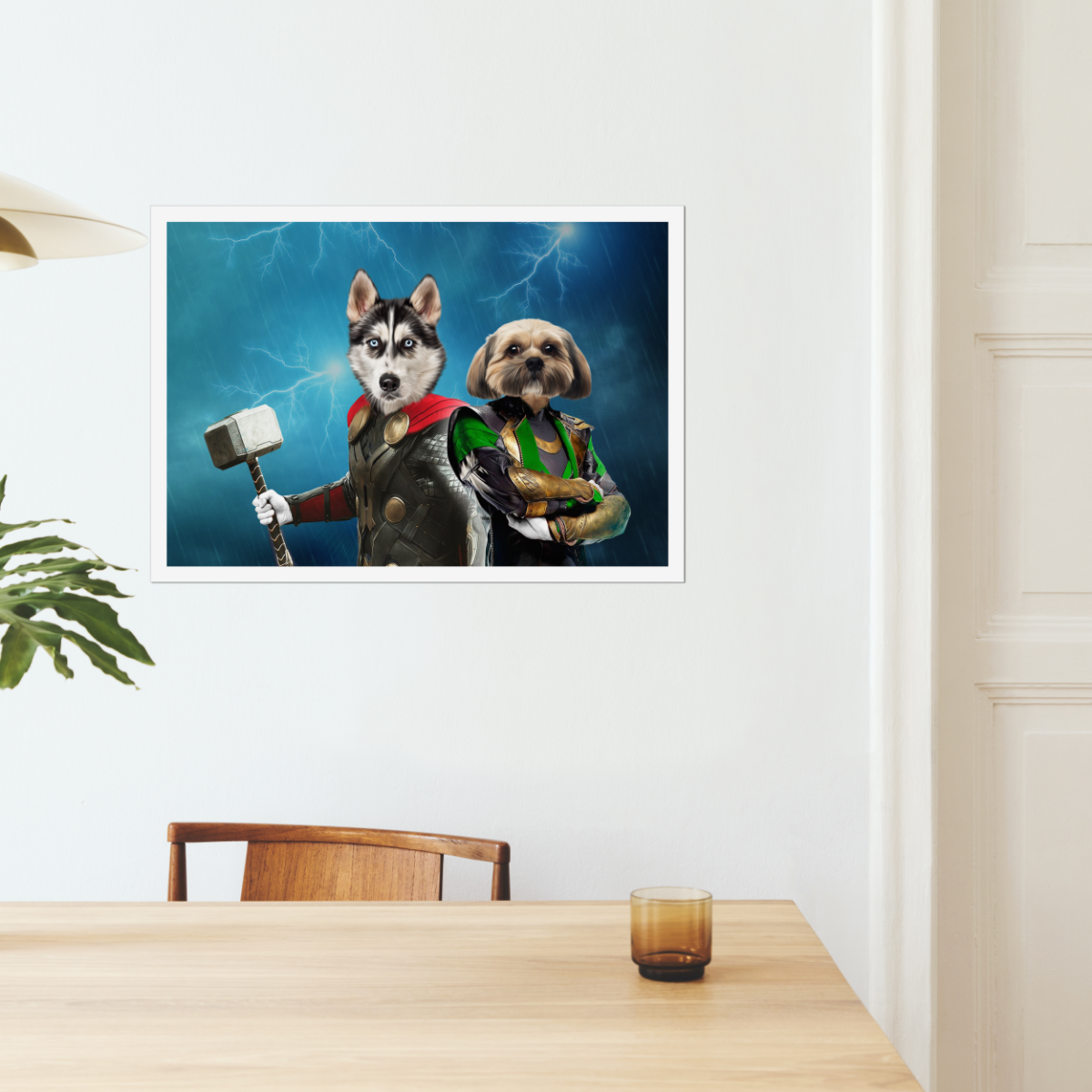 Thor & Loki: Custom Pet Poster, Paw & Glory, paw and glory, dog canvas art, paintings of pets from photos, custom dog painting, pet portraits funny dog paintings, for pet portraits,