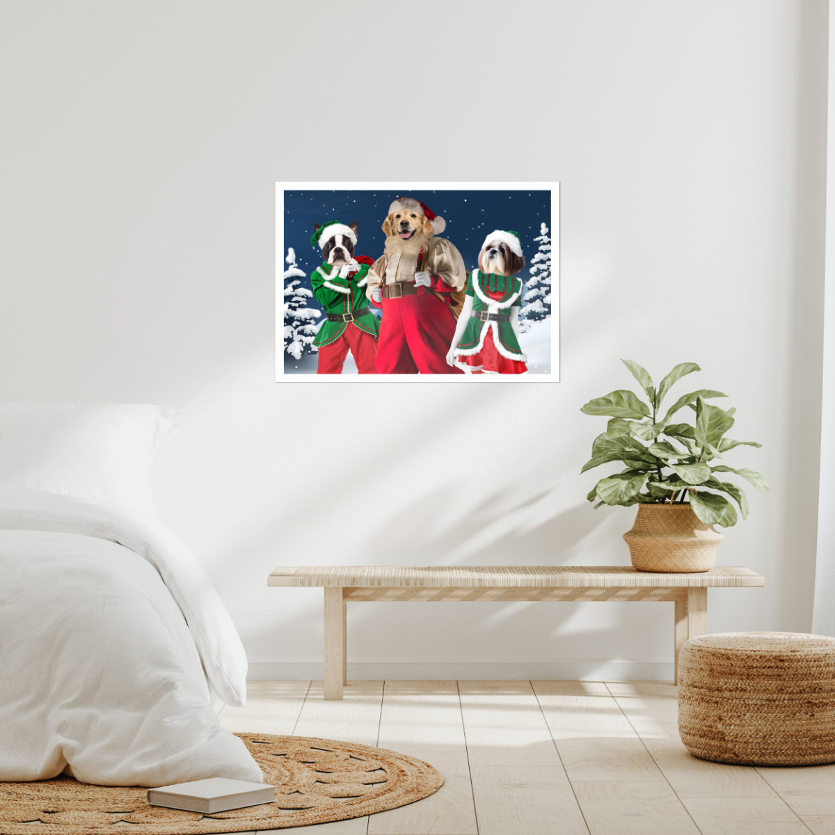 Santa & His Elves: Custom Pet Poster - Paw & Glory - #pet portraits# - #dog portraits# - #pet portraits uk#Paw & Glory, paw and glory, nasa dog portrait, the admiral dog portrait, funny dog paintings, funny dog paintings, admiral pet portrait, pet portraits usa, pet portraits