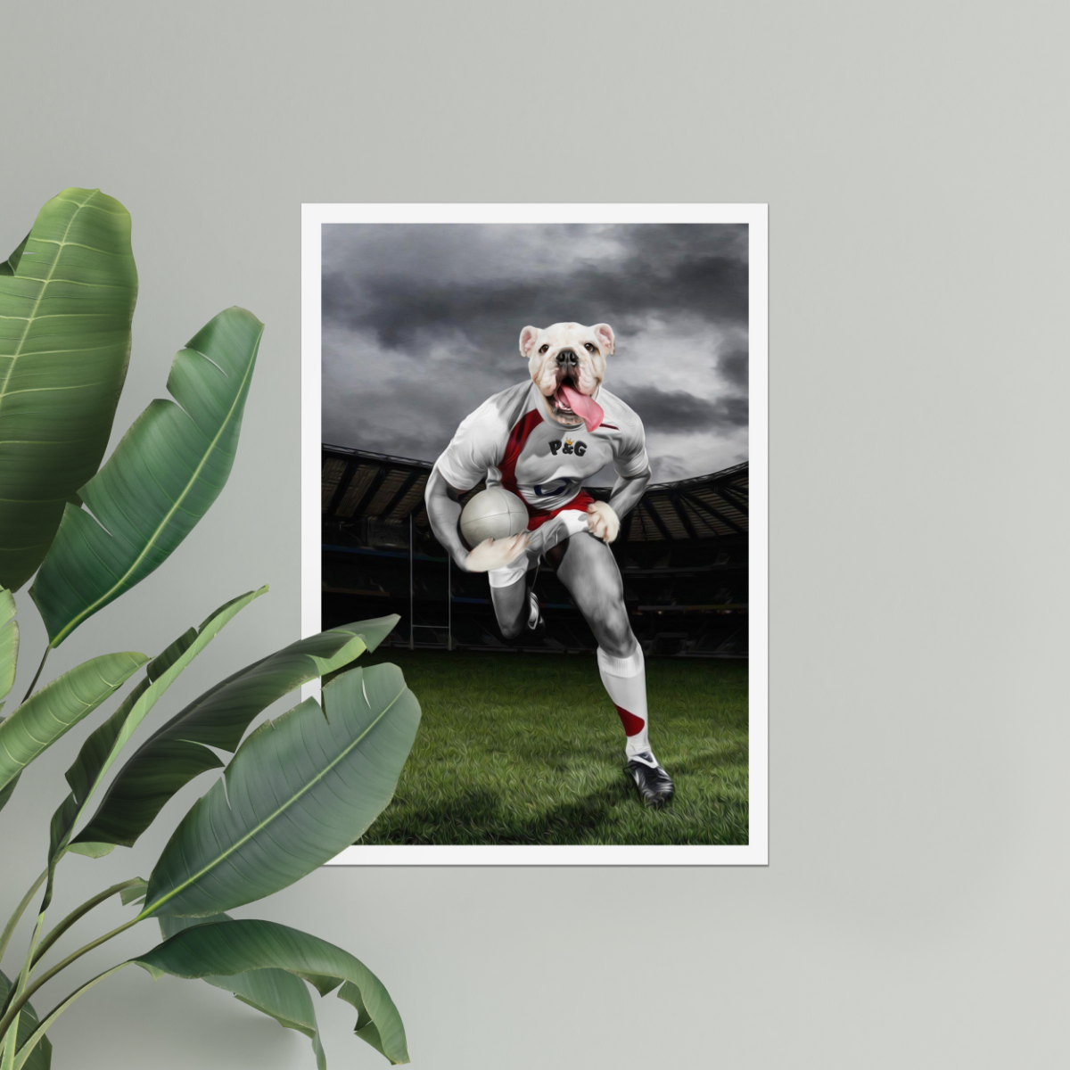The Rugby Winger: Custom Pet Poster - Paw & Glory - #pet portraits# - #dog portraits# - #pet portraits uk#Paw & Glory, pawandglory, painting of your dog, dog portrait painting, drawing dog portraits, dog portraits singapore, pet portraits leeds, dog portrait background colors, pet portraits