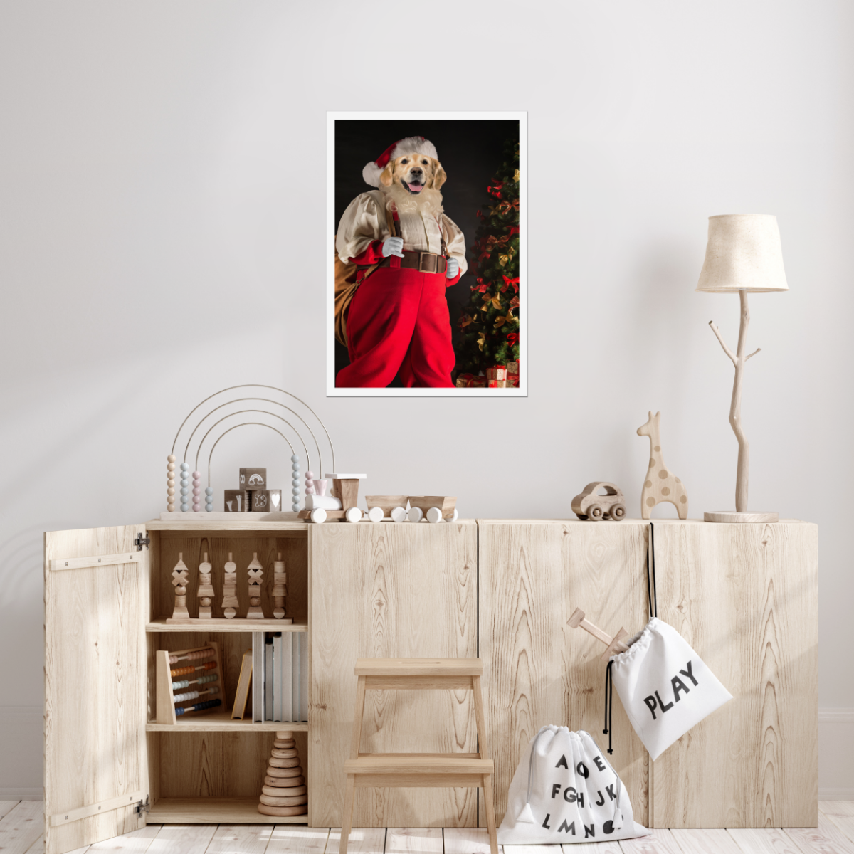 Santa Paws: Custom Pet Poster - Paw & Glory - #pet portraits# - #dog portraits# - #pet portraits uk#Paw & Glory, paw and glory, personalized pet and owner canvas, dog portraits admiral, professional pet photos, custom dog painting, pet portrait admiral, best dog paintings, pet portraits