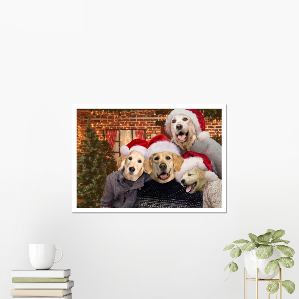 The Christmas Family: Custom Pet Poster - Paw & Glory - #pet portraits# - #dog portraits# - #pet portraits uk#Paw & Glory, paw and glory, noble pets pet renaissance portrait, framed pet portraits pet face canvas renaissance painting of dog turn dog into portrait pet portraits