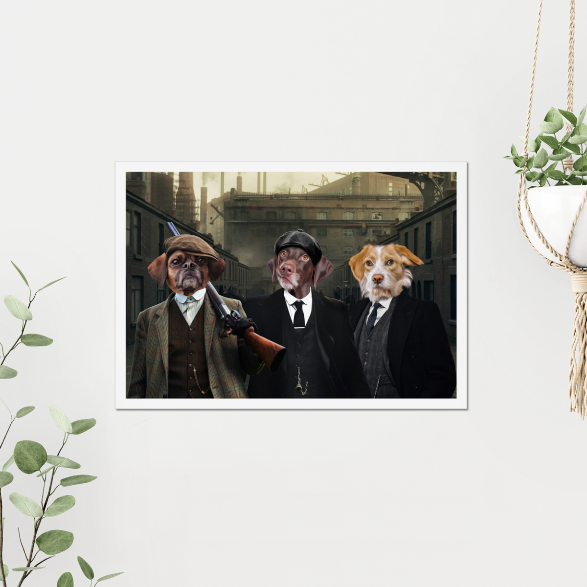 The 3 Brothers (Peaky Blinders Inspired): Custom Pet Poster - Paw & Glory - #pet portraits# - #dog portraits# - #pet portraits uk#Paw & Glory, paw and glory, hogwarts dog houses, dog canvas art, dog astronaut photo, pet portrait admiral, custom dog painting, minimal dog art, pet portraits