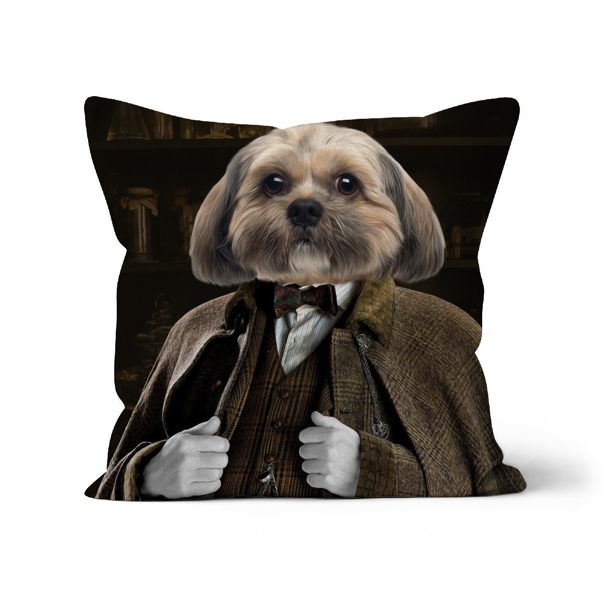 Professor Slughorn (Harry Potter Inspired): Custom Pet Cushion - Paw & Glory - #pet portraits# - #dog portraits# - #pet portraits uk#paw and glory, pet portraits cushion,dog pillow custom, custom pet pillows, pup pillows, pillow with dogs face, dog pillow cases