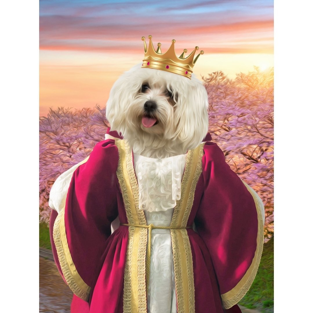 Queen Anne: Custom Pet Digital Portrait - Paw & Glory, pawandglory, custom pet paintings, digital pet paintings, pet portraits black and white, dog portrait images, cat royal portrait, pet portrait