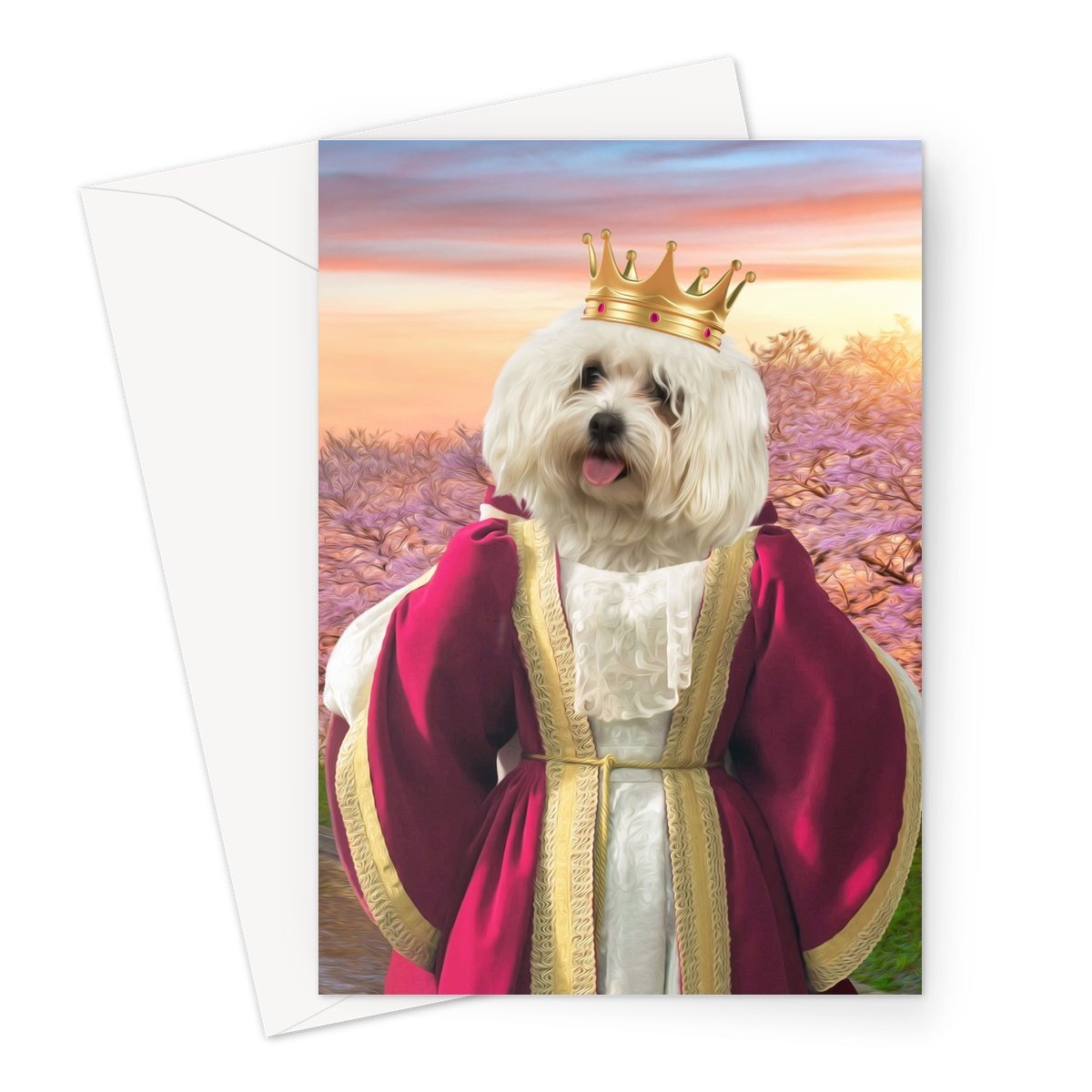 Queen Anne: Custom Pet Greeting Card - Paw & Glory - paw and glory, cat picture painting, dog portrait painting, painting of your dog, professional pet photos, dog portraits colorful, best dog artists, pet portraits
