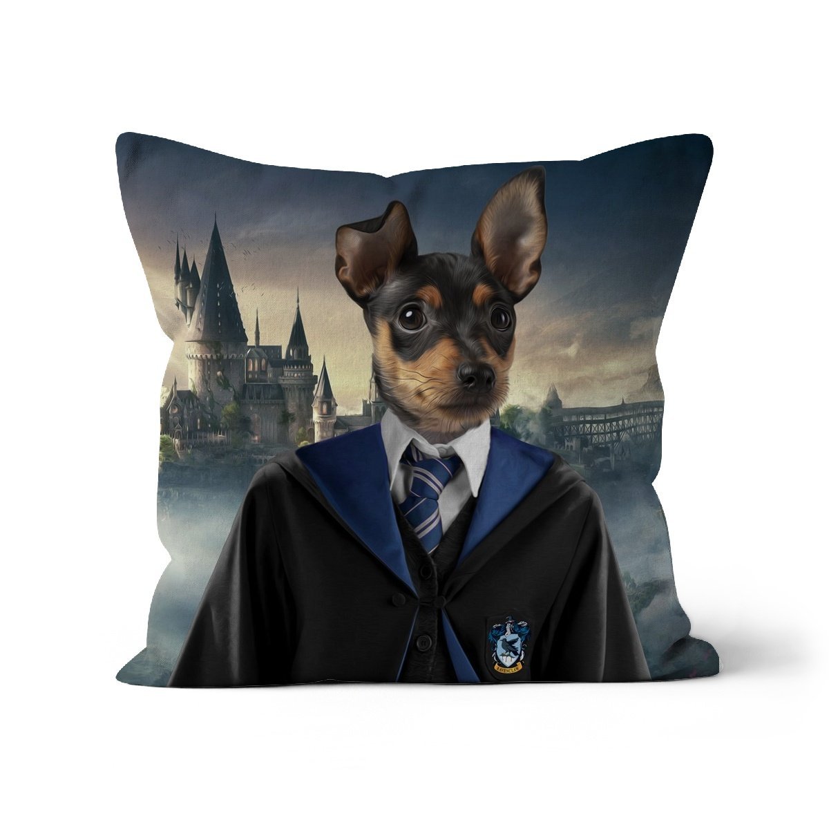 Ravenclaw (Harry Potter Inspired): Custom Pet Cushion - Paw & Glory - #pet portraits# - #dog portraits# - #pet portraits uk#paw & glory, custom pet portrait pillow,dog pillow custom, photo pet pillow, my pet pillow, personalised cat pillow, dog memory pillow