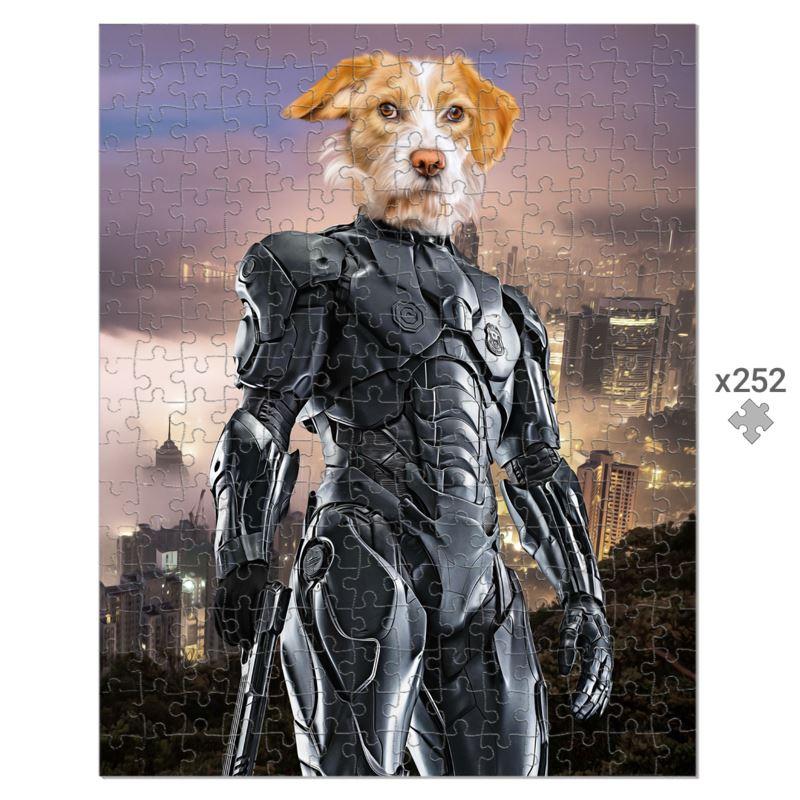 RoboPup (RoboCop Inspired): Custom Pet Puzzle - Paw & Glory - #pet portraits# - #dog portraits# - #pet portraits uk#paw & glory, pet portraits Puzzle,dog in suits, custom pet portraits, painting of pets, portrait of pet from photo, dog pet puzzle