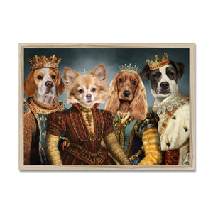 Royal Pops & Princesses: Custom Framed 4 Pet Portrait - paw & glory, pawandglory, dog astronaut photo, personalized pet and owner canvas, small dog portrait, custom pet painting, pet portraits usa, pet portraits usa, pet portrait