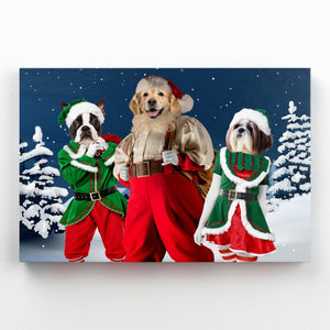Santa & His Elves: Custom Pet Canvas - Paw & Glory - #pet portraits# - #dog portraits# - #pet portraits uk#paw and glory, custom pet portrait canvas,pet canvas uk, canvas dog painting, pet custom canvas, pet canvas portraits, pet on a canvas