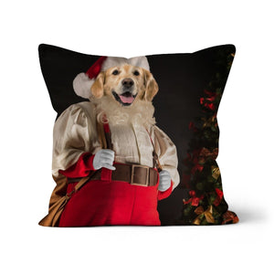 Santa Paws: Custom Pet Cushion - Paw & Glory - #pet portraits# - #dog portraits# - #pet portraits uk#paw and glory, pet portraits cushion,pillows of your dog, pet face pillow, pet custom pillow, pet print pillow, dog photo on pillow