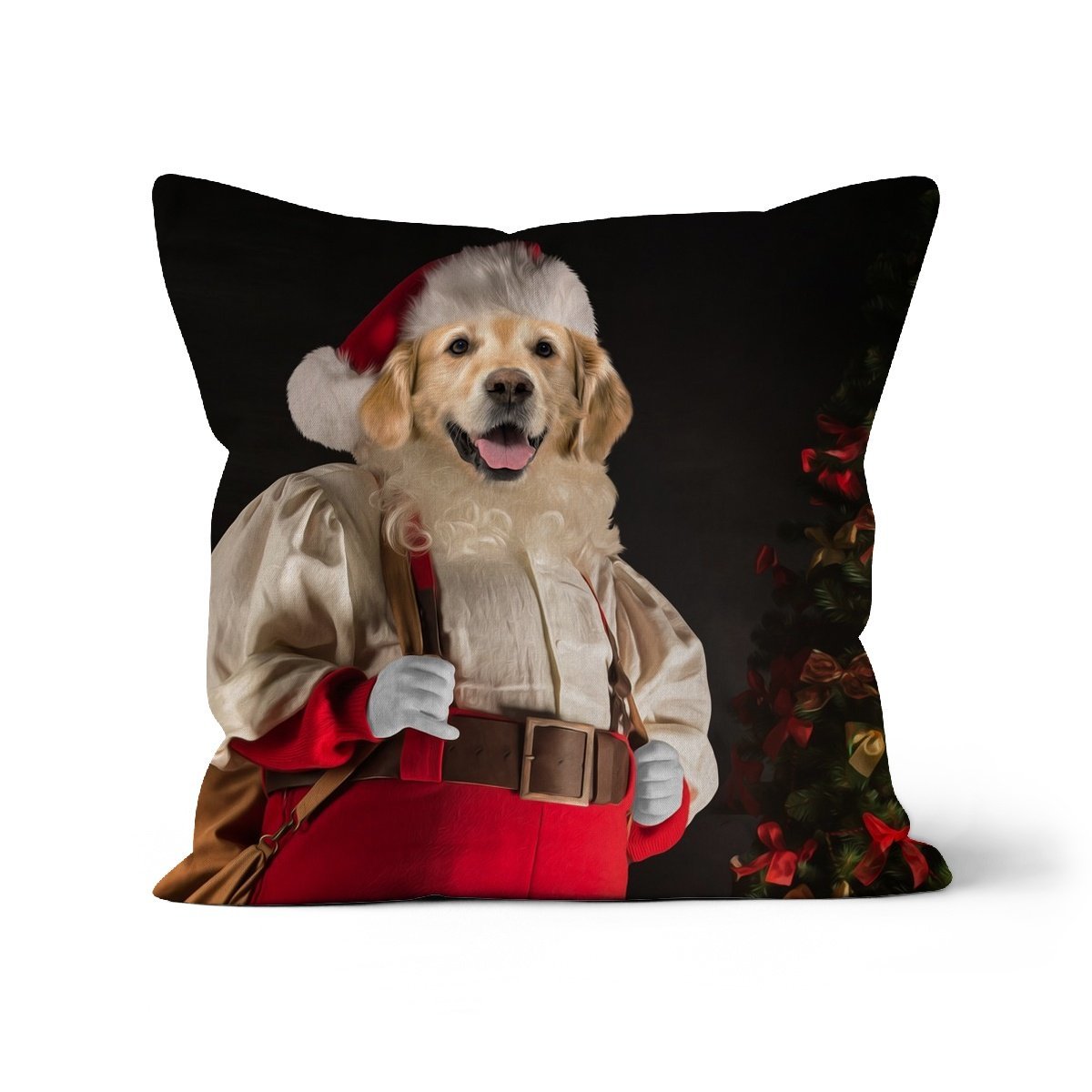 Santa Paws: Custom Pet Cushion - Paw & Glory - #pet portraits# - #dog portraits# - #pet portraits uk#paw & glory, pet portraits pillow,dog on pillow, pet print pillow, print pet on pillow, custom cat pillows, pet face pillow