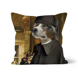 Sherlock Holmes: Custom Pet Cushion - Paw & Glory - #pet portraits# - #dog portraits# - #pet portraits uk#paw & glory, pet portraits pillow,dog pillow custom, dog personalized pillow, custom pillow cover, pet face pillow, my pet pillow