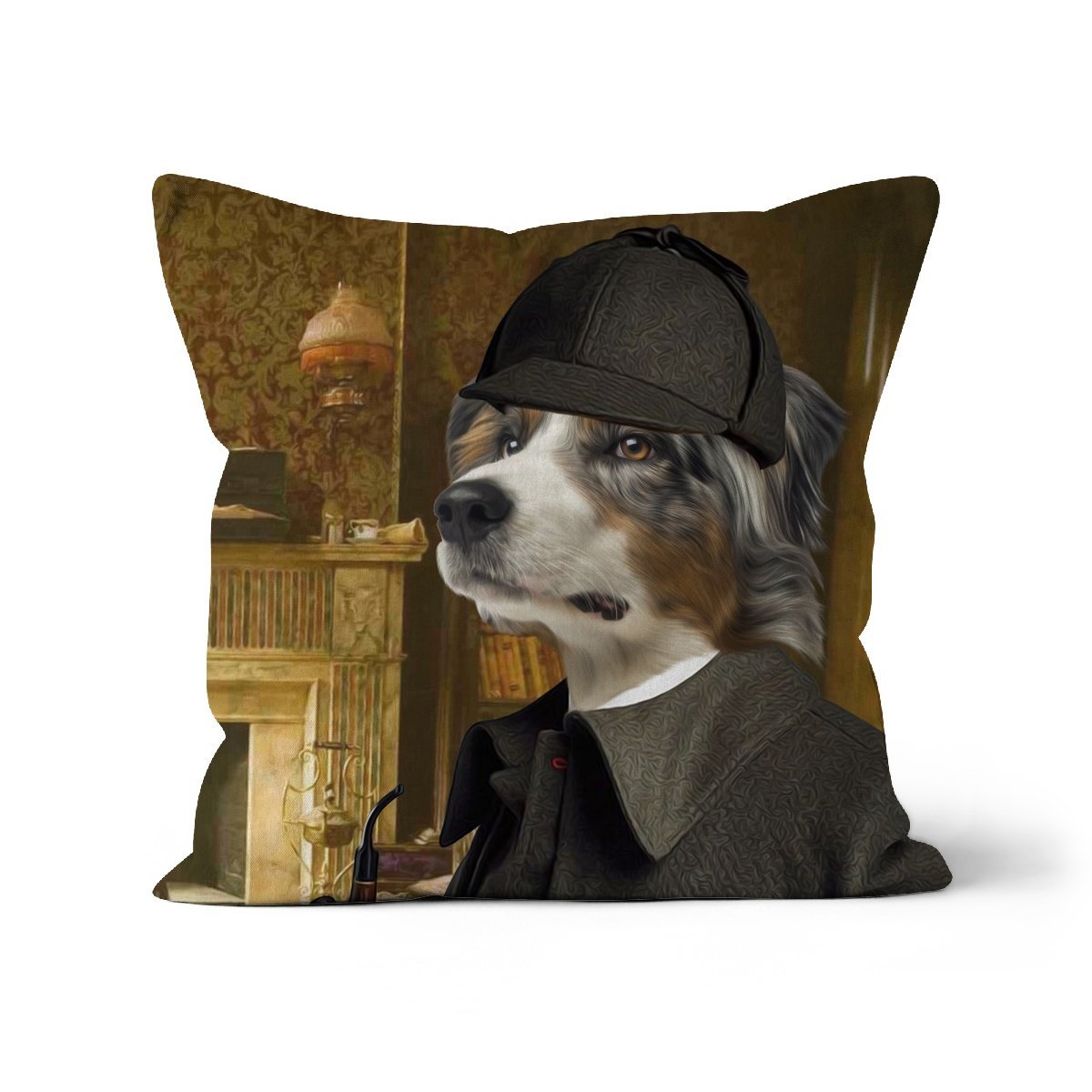 Sherlock Holmes: Custom Pet Cushion - Paw & Glory - #pet portraits# - #dog portraits# - #pet portraits uk#paw & glory, custom pet portrait pillow,dog memory pillow, pillow with pet picture, dog on pillow, dog memory pillow, pet pillow