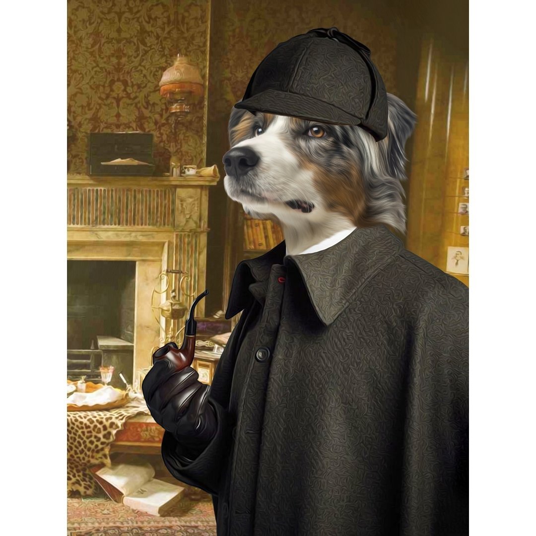 Sherlock Holmes: Custom Pet Digital Portrait - Paw & Glory, pawandglory, pet portraits in oils, best dog artists, abstract pet portraits dog canvas art, drawing pictures of pets, pet portraits