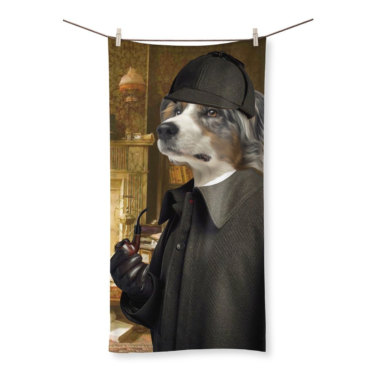 Sherlock Holmes: Custom Pet Towel - Paw & Glory - #pet portraits# - #dog portraits# - #pet portraits uk#Paw & Glory, pawandglory, minimal dog art, small dog portrait, dog portraits singapore, draw your pet portrait, dog and couple portrait, dog portraits singapore, pet portrait,custom pet portrait Towel
