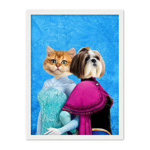 Snow Sisters (Frozen Inspired): Custom Pet Portrait - Paw & Glory, pawandglory, hogwarts dog houses, drawing pictures of pets, pet portraits black and white, minimal dog art, pet photo clothing, best dog paintings, pet portrait