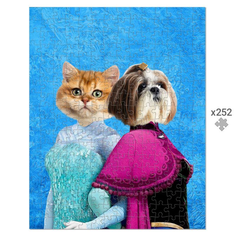 Snow Sisters (Frozen Inspired): Custom Pet Puzzle - Paw & Glory - #pet portraits# - #dog portraits# - #pet portraits uk#paw and glory, pet portraits Puzzle,painted portraits of dogs, portraits pets, portrait of your pet, portrait of your dog, pet photo studio