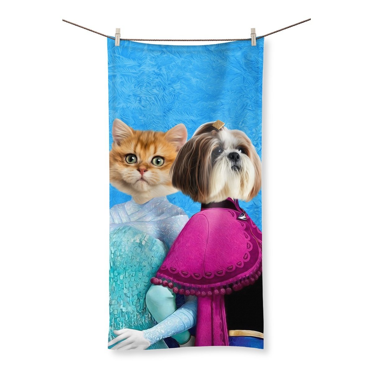 Snow Sisters (Frozen Inspired): Custom Pet Towel - Paw & Glory - #pet portraits# - #dog portraits# - #pet portraits uk#Paw & Glory, pawandglory, dog and couple portrait, digital dog portraits, admiral dog portrait, cat picture painting, hogwarts dog houses, custom dog painting, pet portrait,custom pet portrait Towel