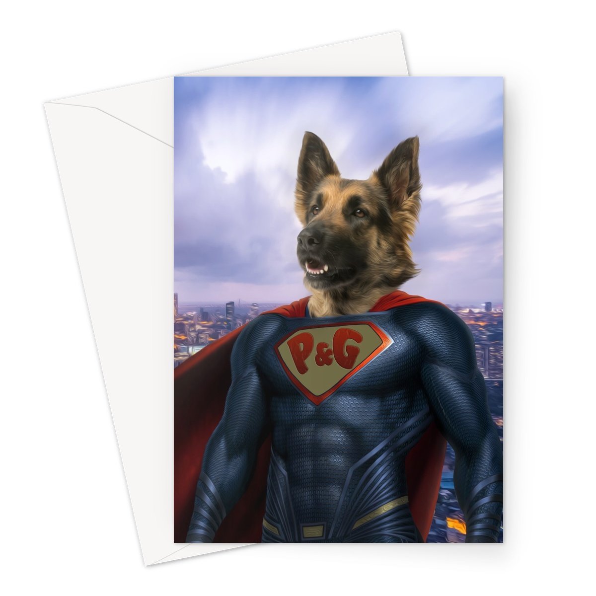 Super Pet: Custom Pet Greeting Card - Paw & Glory - paw and glory, personalized pet and owner canvas, custom pet portraits south africa, small dog portrait, the admiral dog portrait, dog portrait images, dog portraits colorful, pet portraits