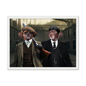 The 2 Brothers (Peaky Blinders Inspired): Custom Pet Portrait - Paw & Glory, paw and glory, dog portraits on canvas, pet portrait admiral, original pet portraits, dog drawing from photo, custom dog painting, professional pet photos, pet portrait