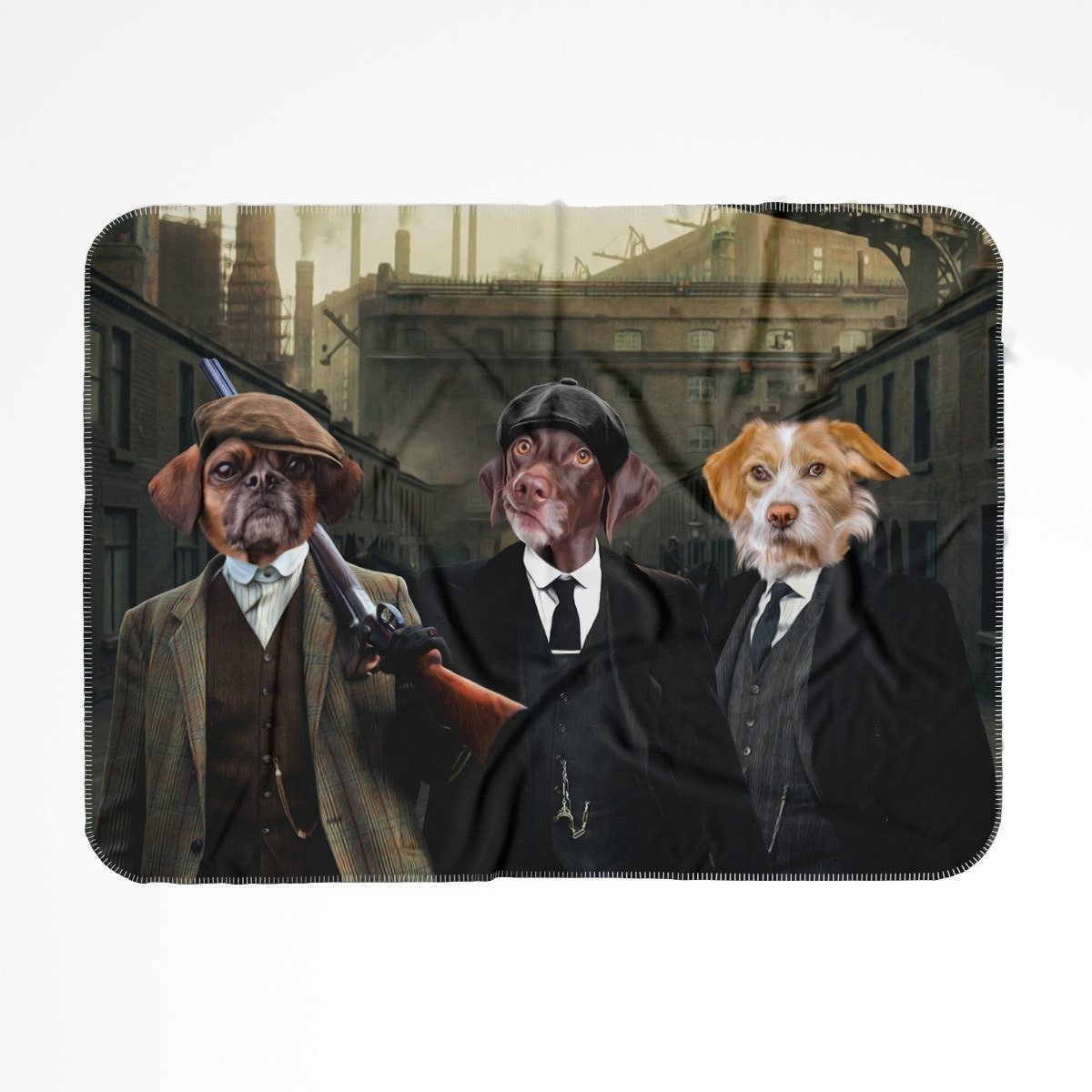 The 3 Brothers (Peaky Blinders Inspired): Custom Pet Blanket - Paw & Glory - #pet portraits# - #dog portraits# - #pet portraits uk#Pawandglory, Pet art blanket,fleece blanket for dogs, dog blanket for bed, pet fleece blanket, personalised pet blankets, personalised puppy blankets