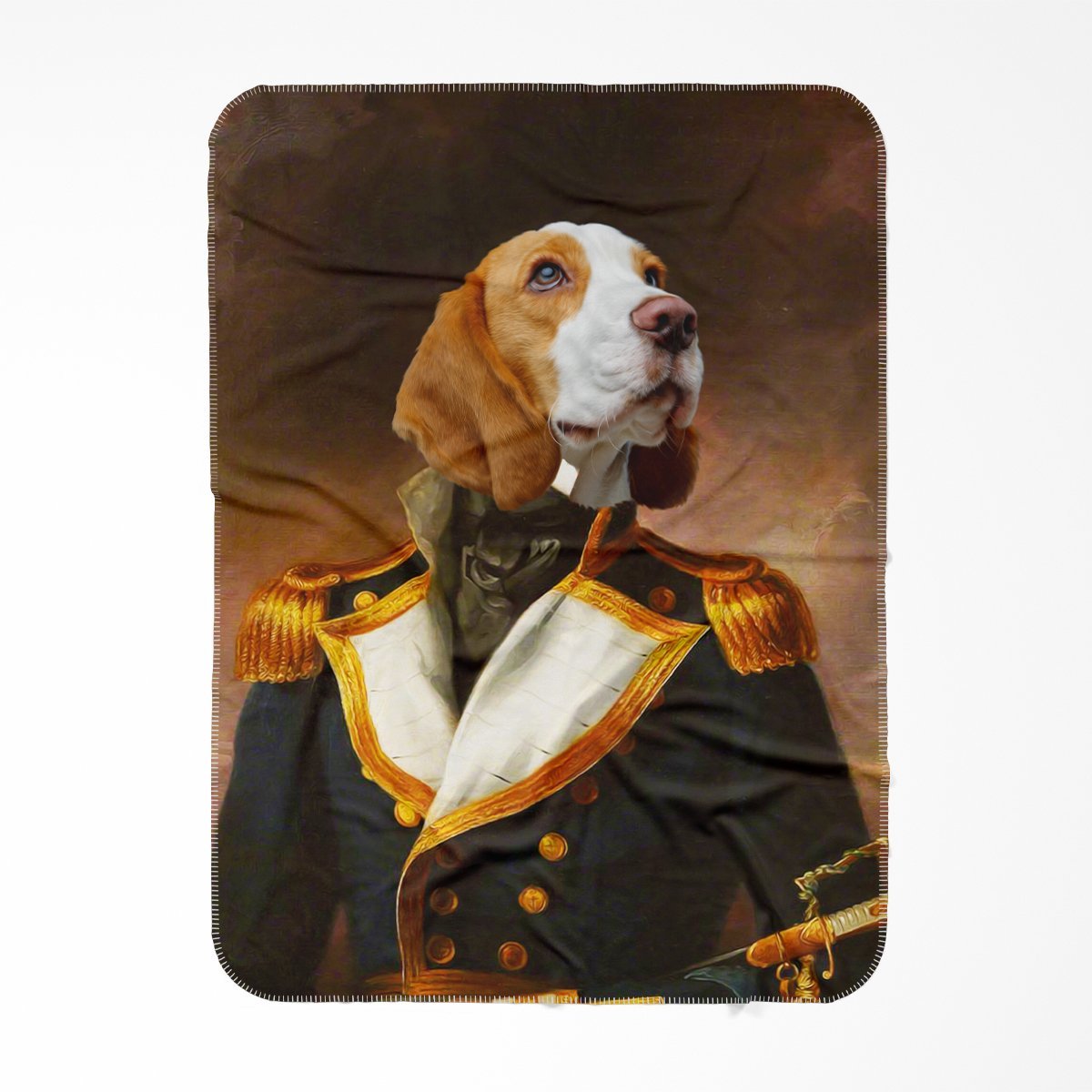 The Admiral: Custom Pet Blanket - Paw & Glory - #pet portraits# - #dog portraits# - #pet portraits uk#Pawandglory, Pet art blanket,fleece blanket with picture, blanket with dog on it, dog personalised blanket, cheap pet blanket, puppy blanket personalised