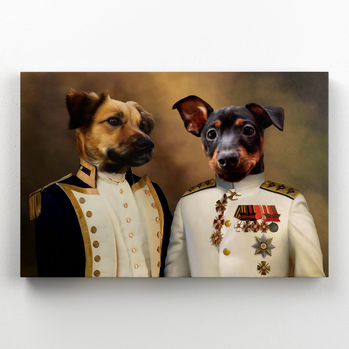 The Admiral & The Sargent: Custom Pet Canvas - Paw & Glory - #pet portraits# - #dog portraits# - #pet portraits uk#paw and glory, pet portraits canvas,dog canvas, personalized dog and owner canvas uk, pet canvas uk, canvas of my dog, dog canvas wall art