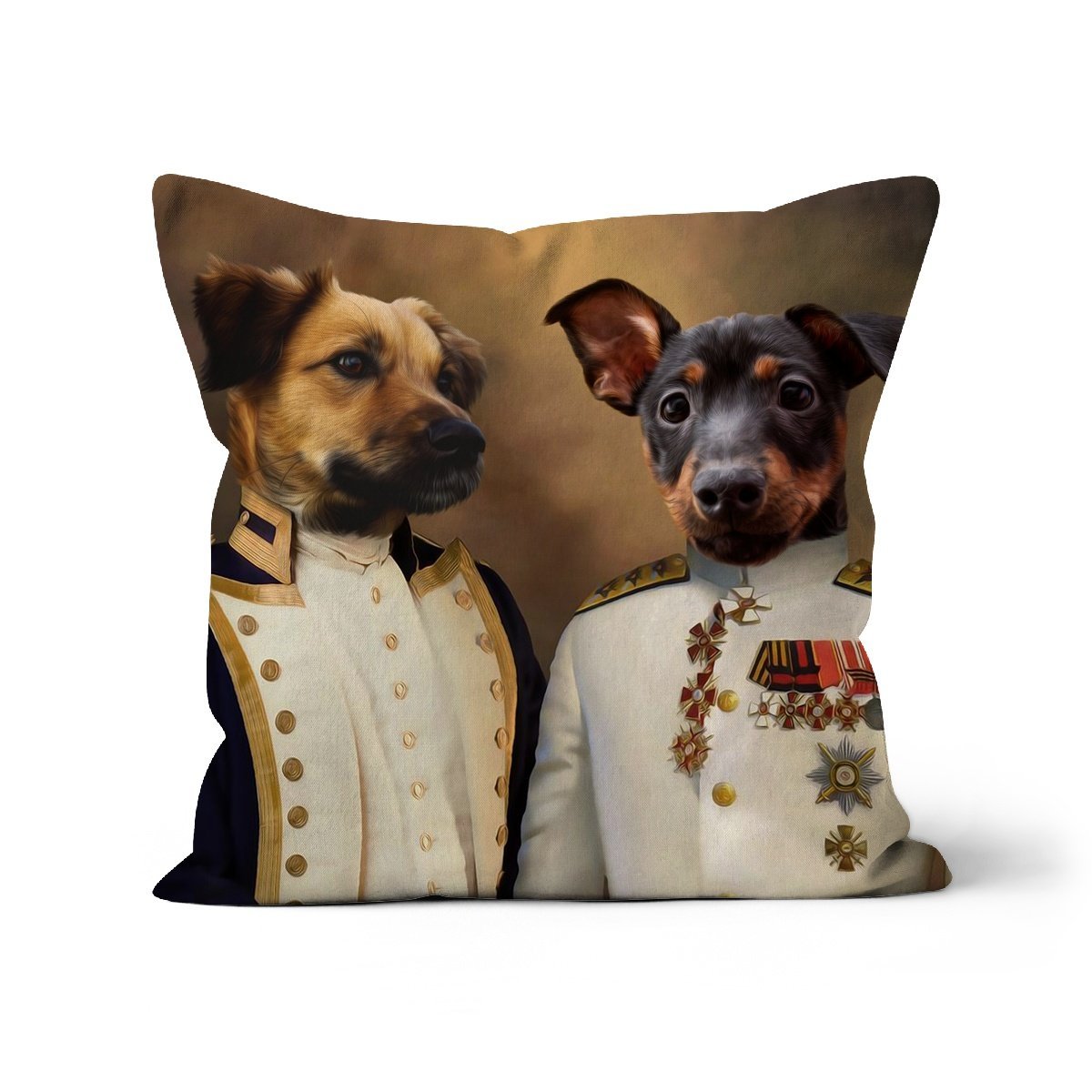 The Admiral & The Sargent: Custom Pet Throw Pillow - Paw & Glory - #pet portraits# - #dog portraits# - #pet portraits uk#paw & glory, pet portraits pillow,pet face pillow, dog memory pillow, pet print pillow, custom pillow of your pet, pet custom pillow, print pet on pillow