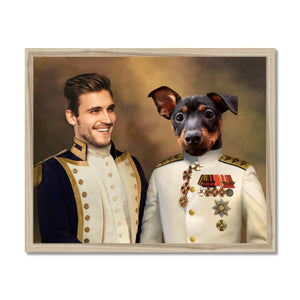 The Admiral & The Sargent: Pet & Owner Framed Portrait - Paw & Glory - #pet portraits# - #dog portraits# - #pet portraits uk, crownandpaw, dog portraits, dog portraits from photos, custom pet paintings, custom dog paintings, pet portraits