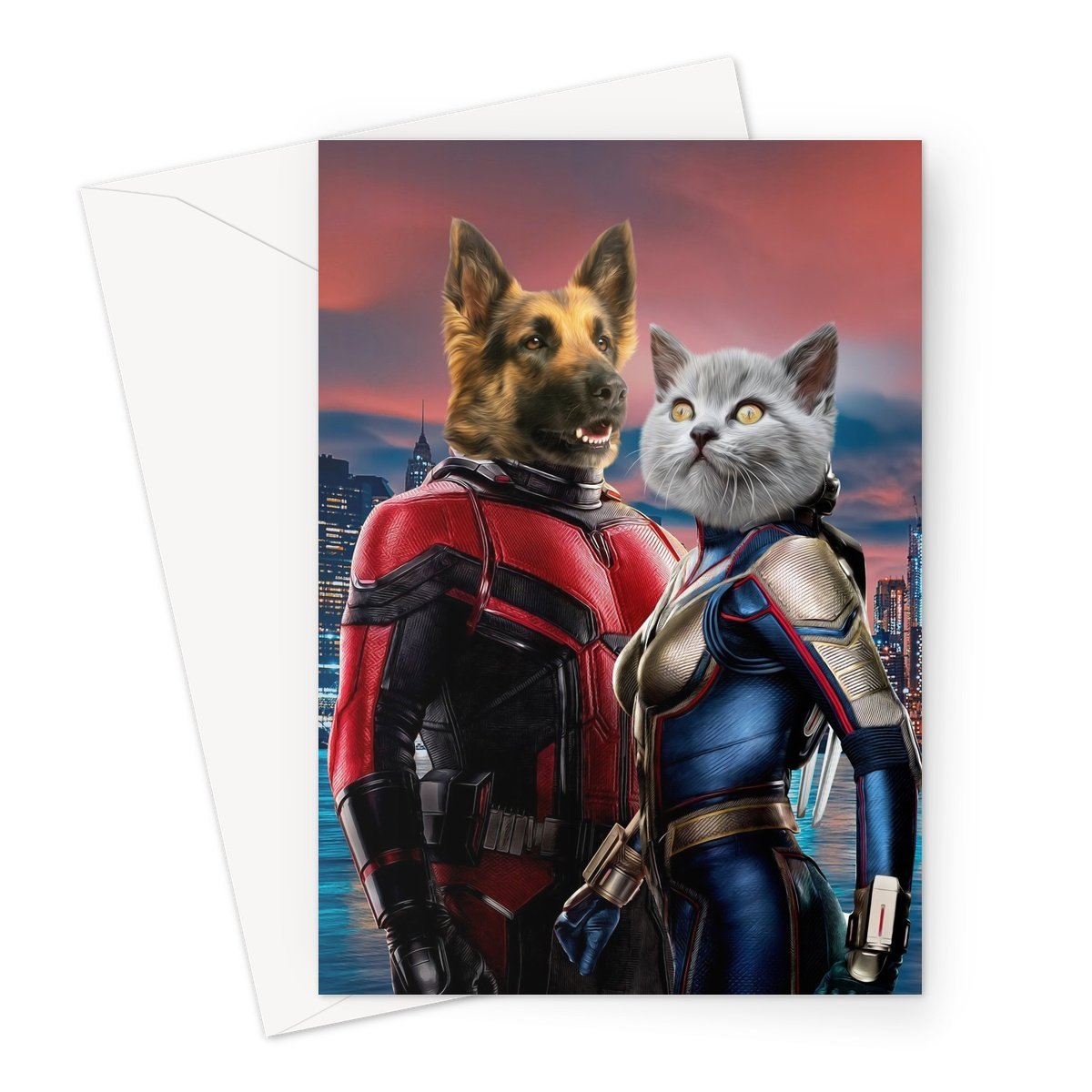 The Antan & The Wasp: Custom Pet Greeting Card - Paw & Glory - #pet portraits# - #dog portraits# - #pet portraits uk#dog portrait, pet portraits art, dog oil paintings, pet oil painting, pet oil portraits, pet portraits, hattieandhugo, crown and paw, oil paintings of dogs