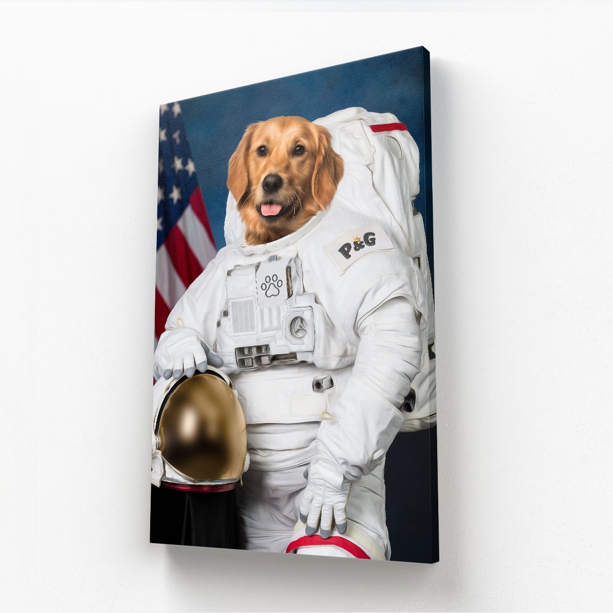 The Astronaut: Custom Pet Canvas - Paw & Glory - #pet portraits# - #dog portraits# - #pet portraits uk#paw & glory, custom pet portrait canvas,dog canvas, personalized dog and owner canvas uk, dog canvas print, personalised dog canvas uk, best pet canvas art