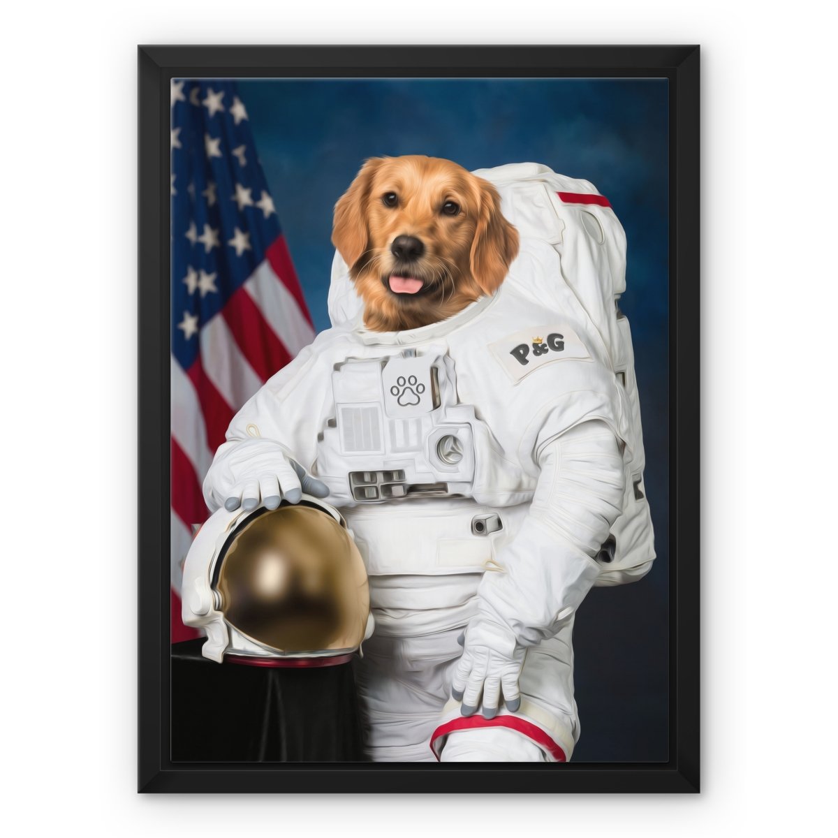 The Astronaut: Custom Pet Canvas - Paw & Glory - #pet portraits# - #dog portraits# - #pet portraits uk#paw & glory, custom pet portrait canvas,dog canvas, personalized dog and owner canvas uk, dog canvas print, personalised dog canvas uk, best pet canvas art