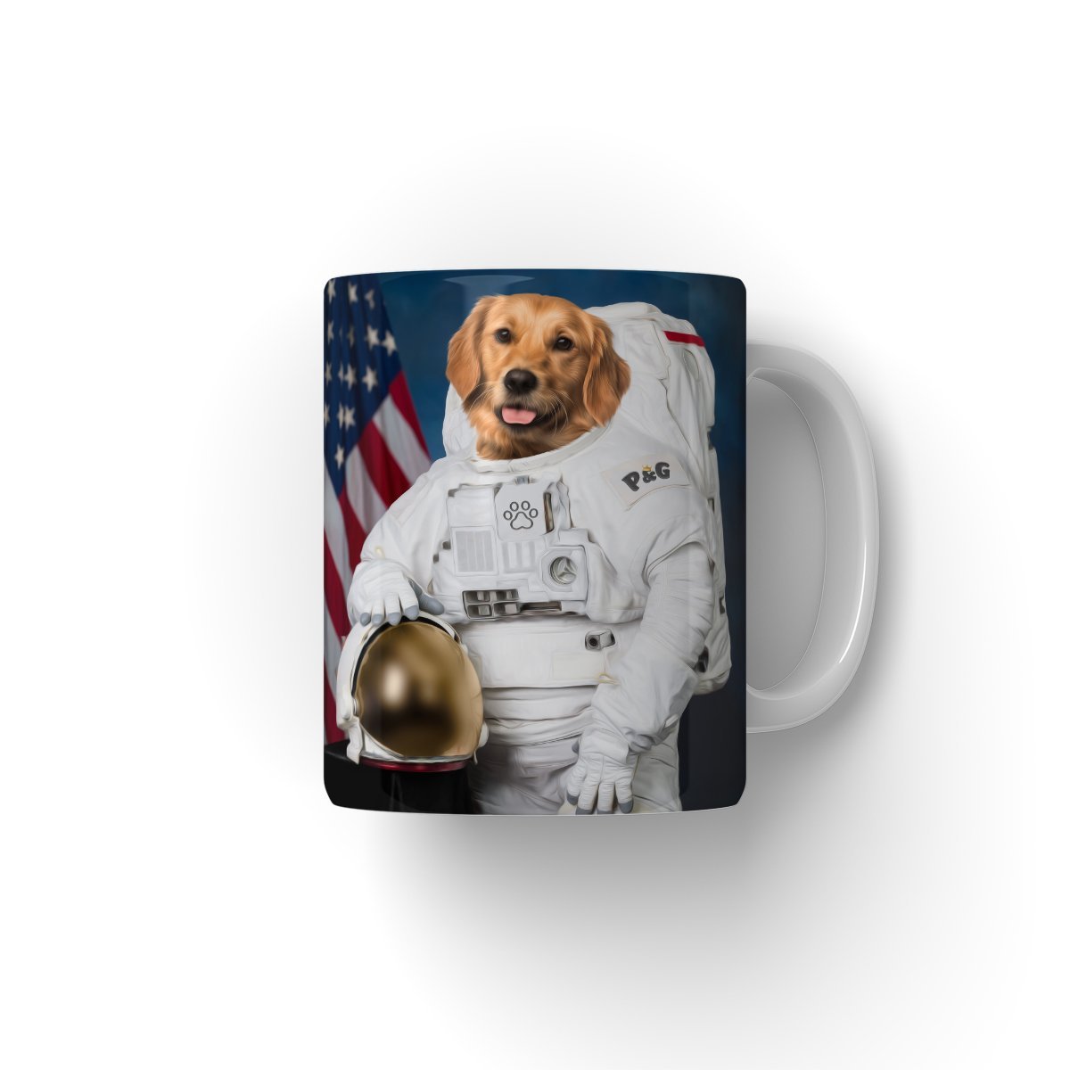 The Astronaut: Custom Pet Mug - Paw & Glory - #pet portraits# - #dog portraits# - #pet portraits uk#paw & glory, custom pet portrait Mug,face on mug, custom mug with photo, image on mug, mug dog, coffee mug prints