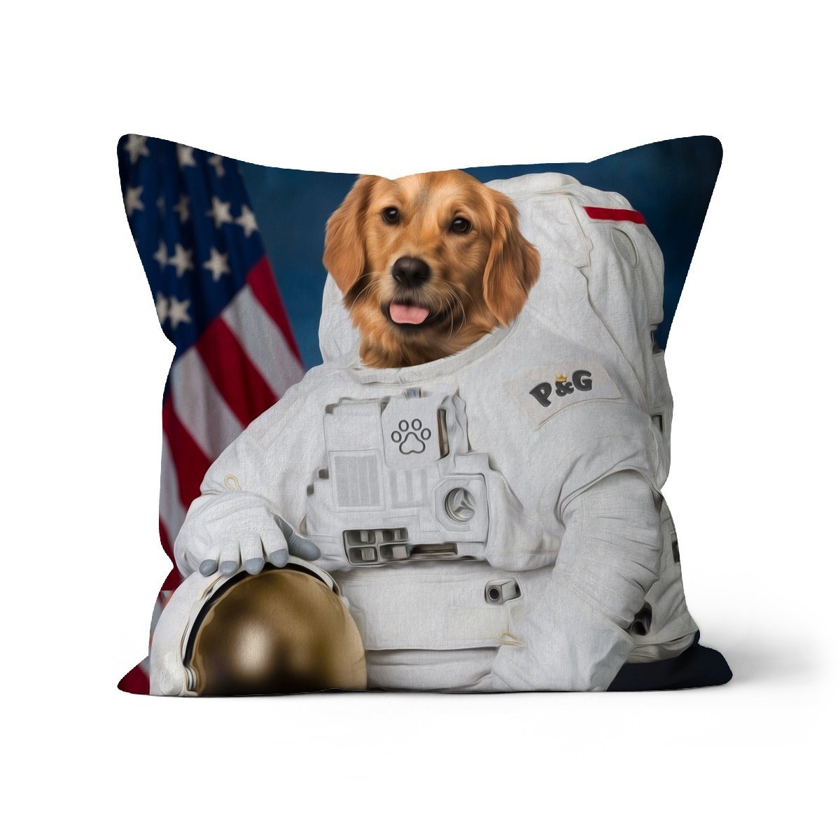 The Astronaut: Custom Pet Throw Pillow - Paw & Glory - #pet portraits# - #dog portraits# - #pet portraits uk#paw & glory, custom pet portrait pillow,dog pillow custom, photo pet pillow, my pet pillow, personalised cat pillow, dog memory pillow